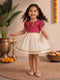 Girls Pink Chanderi Zari Embroidered Fit & Flare Dress