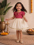 Girls Pink Chanderi Zari Embroidered Fit & Flare Dress