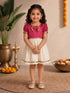 Girls's Pink Chanderi Embroidered Thigh Length Dress