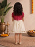 Girls's Pink Chanderi Embroidered Thigh Length Dress