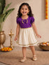 Girls's Purple Chanderi Embroidered Thigh Length Dress