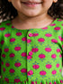 Girls's Green Cotton Floral Print Thigh Length Frock
