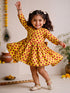 Girls Yellow Cotton Floral Print Fit & Flare Dress