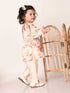 Sishu Girl's Cream Floral Print Kurta Pyjama Set