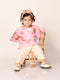 Sishu Girl's Pink Floral Print Kurta Pyjama Set