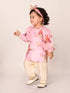 Sishu Girl's Pink Floral Print Kurta Pyjama Set
