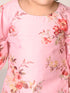 Sishu Girl's Pink Floral Print Kurta Pyjama Set