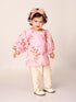 Sishu Girl's Pink Floral Print Kurta Pyjama Set