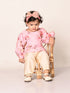 Sishu Girl's Pink Floral Print Kurta Pyjama Set