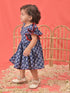 Sishu Girl's Blue Cotton Printed Dress