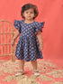 Sishu Girl's Blue Cotton Printed Dress