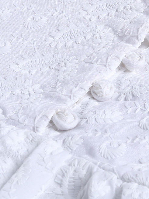 Sishu Girl's White Chikankari Cotton Kurta