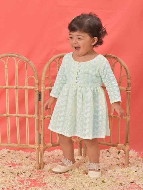 Sishu Girl's Yellow Chikankari Cotton Kurta