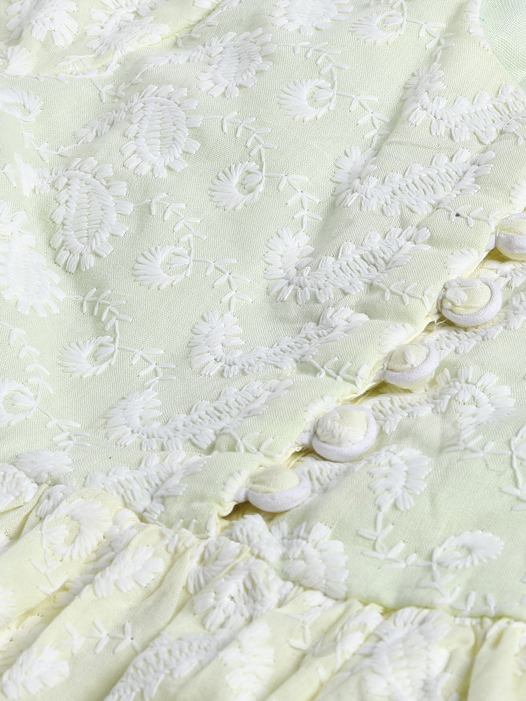 Sishu Girl's Yellow Chikankari Cotton Kurta