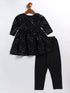 Sishu Girl's Black Mirror Kurta Pyjama Set