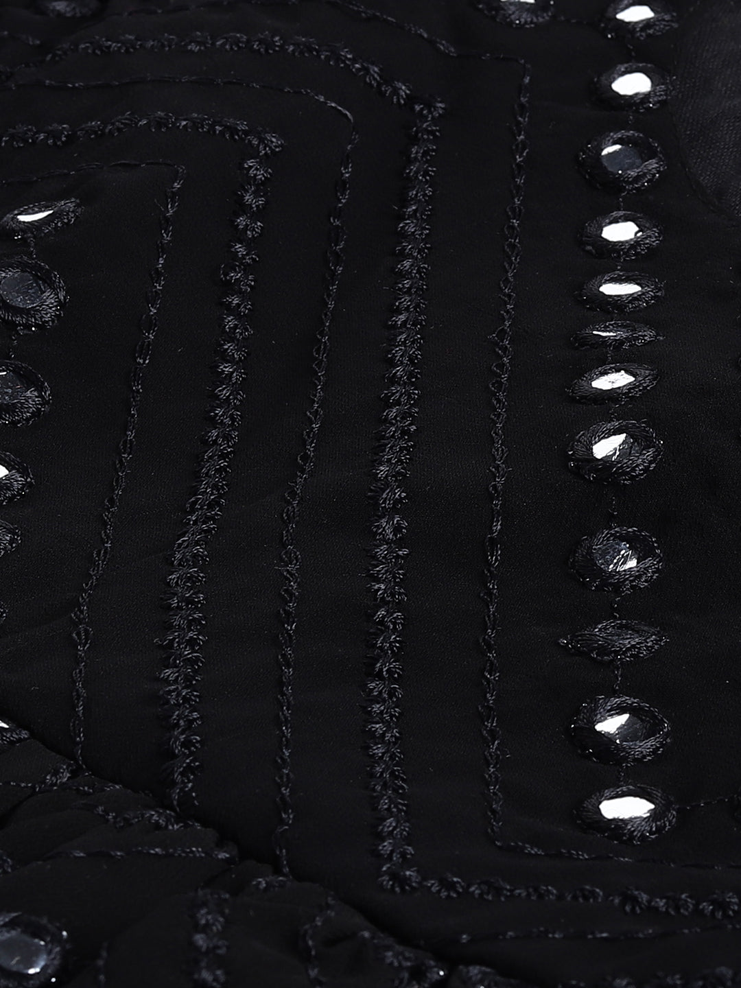 Sishu Girl's Black Mirror Kurta Pyjama Set