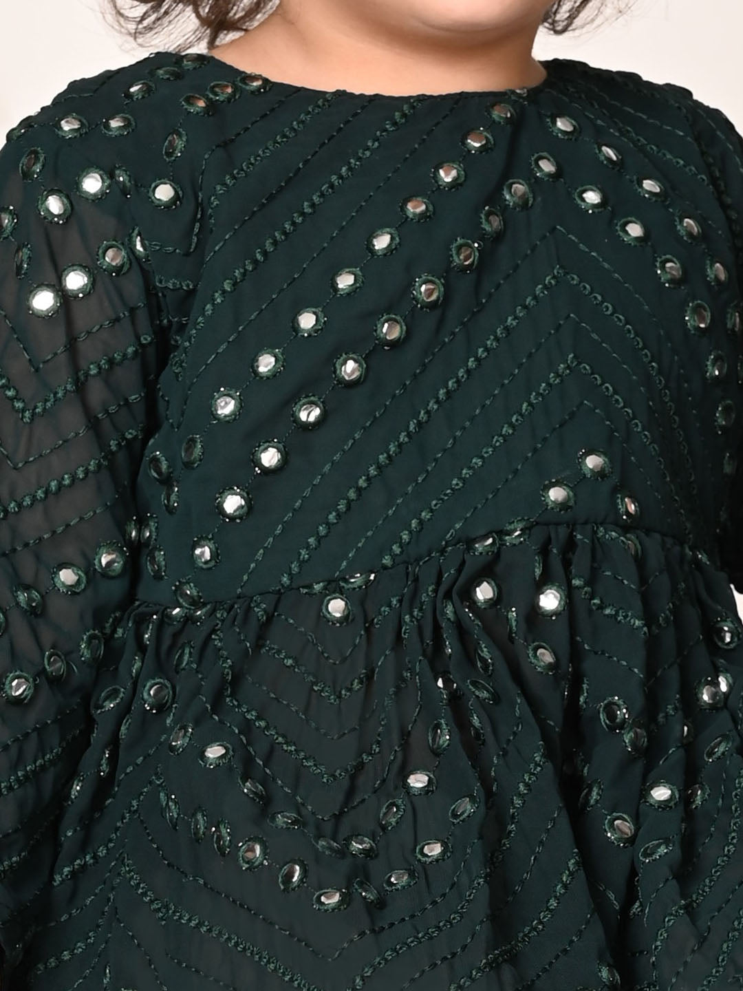 Sishu Girl's Green Mirror Kurta