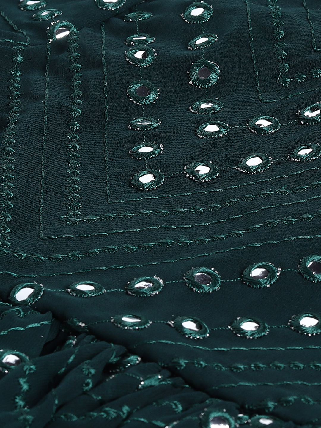 Sishu Girl's Green Mirror Kurta Pyjama Set