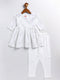 Girl's White Mirror Kurta Pyjama Set