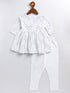 Girl's White Mirror Kurta Pyjama Set