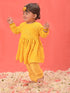 Sishu Girl's Yellow Mirror Kurta Pyjama Set