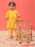 Sishu Girl's Yellow Mirror Kurta Pyjama Set