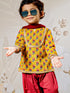 Girl's Mustard Floral Kurta Patiala Set With Dupatta