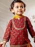 Girl's Red Floral Kurta Patiala Set With Dupatta