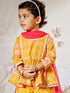 Girl's Orange Floral Cotton Kurta Sharara Set With Dupatta