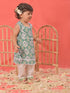 Girl's Green Ikaat Print A-Line Kurta Pyjama Set