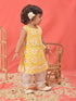 Girl's Yellow Ikaat Print A-Line Kurta Pyjama Set