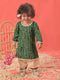 Sishu Girl's Green Bandhni Print Kurta And Patiala Set