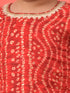 Girl's Red Bandhni Print Kurta And Patiala Set