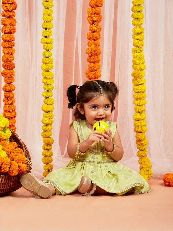 Girl's' Mint Green Kurta Pant Set