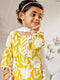 Girl's Yellow White Floral Cotton Kurta Sharara Set With Dupatta