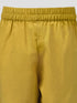 Girls' Peach Cotton Floral A-Line Kurta & Mustard Pant Set