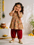 Girls Mustard Cotton Patola Print Kurta Pyjama Set