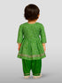 Girls Green Cotton Bandhani Kurta Patiala Set with Digital Print