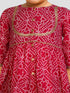 Girls Red Cotton Bandhani Kurta Patiala Set with Digital Print
