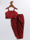 Sishu Girl's Maroon Draped Skirt With Crop Top