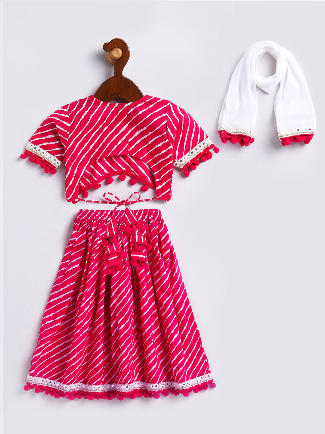 Girl's' Pink Lehenga Choli With Dupatta