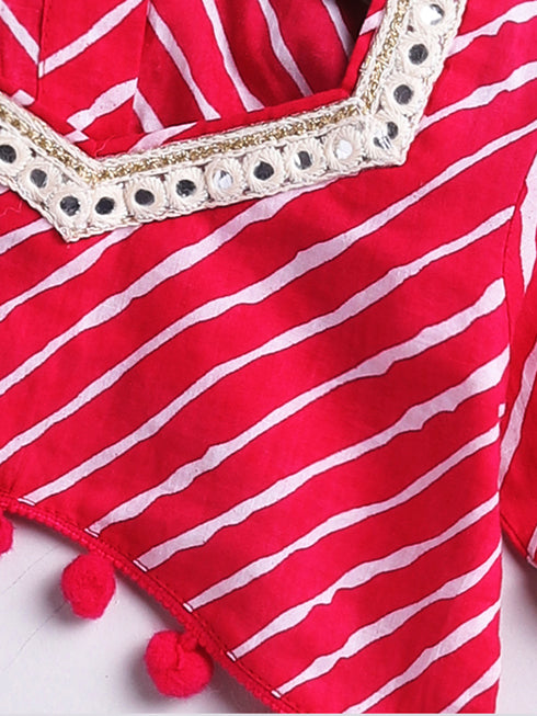 Girl's' Pink Lehenga Choli With Dupatta