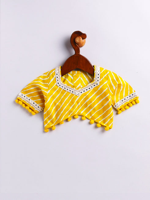 Girl's' Yellow Lehenga Choli With Dupatta