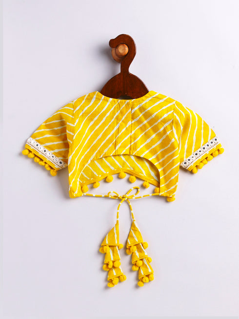 Girl's' Yellow Lehenga Choli With Dupatta