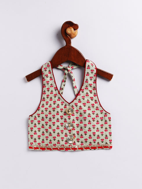 Girl's' Mint Green Lehenga Choli With Dupatta