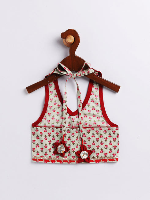 Girl's' Mint Green Lehenga Choli With Dupatta