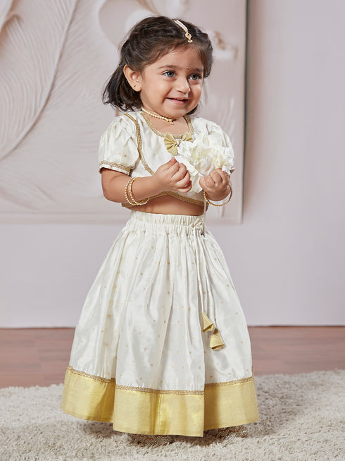 Girl's' White Lehenga Choli