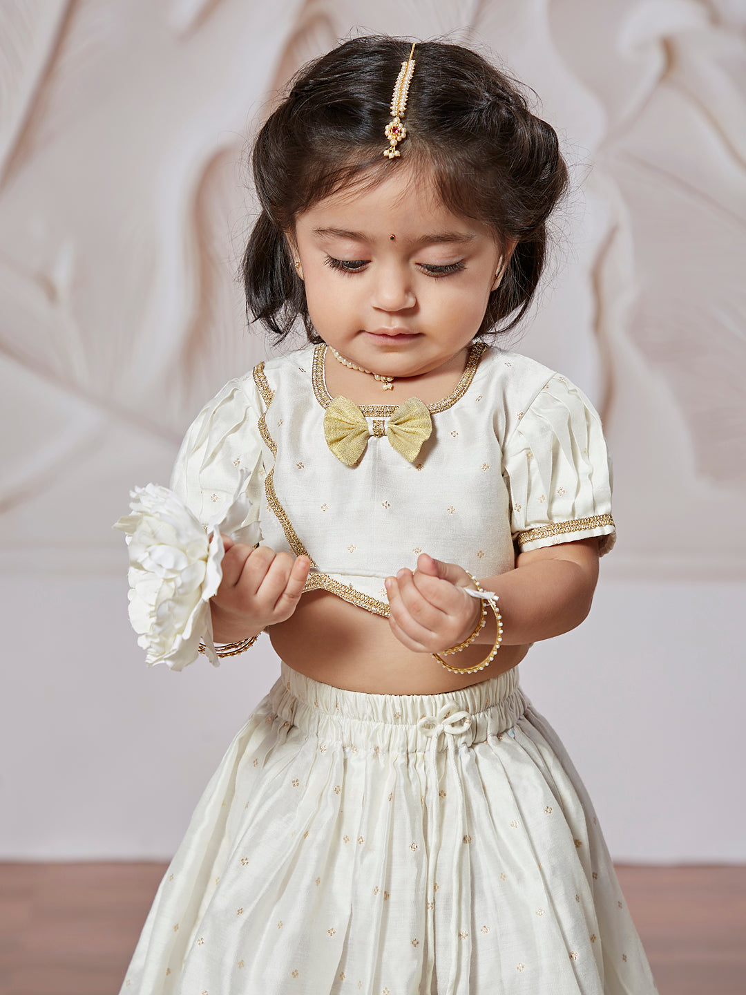 Girl's' White Lehenga Choli