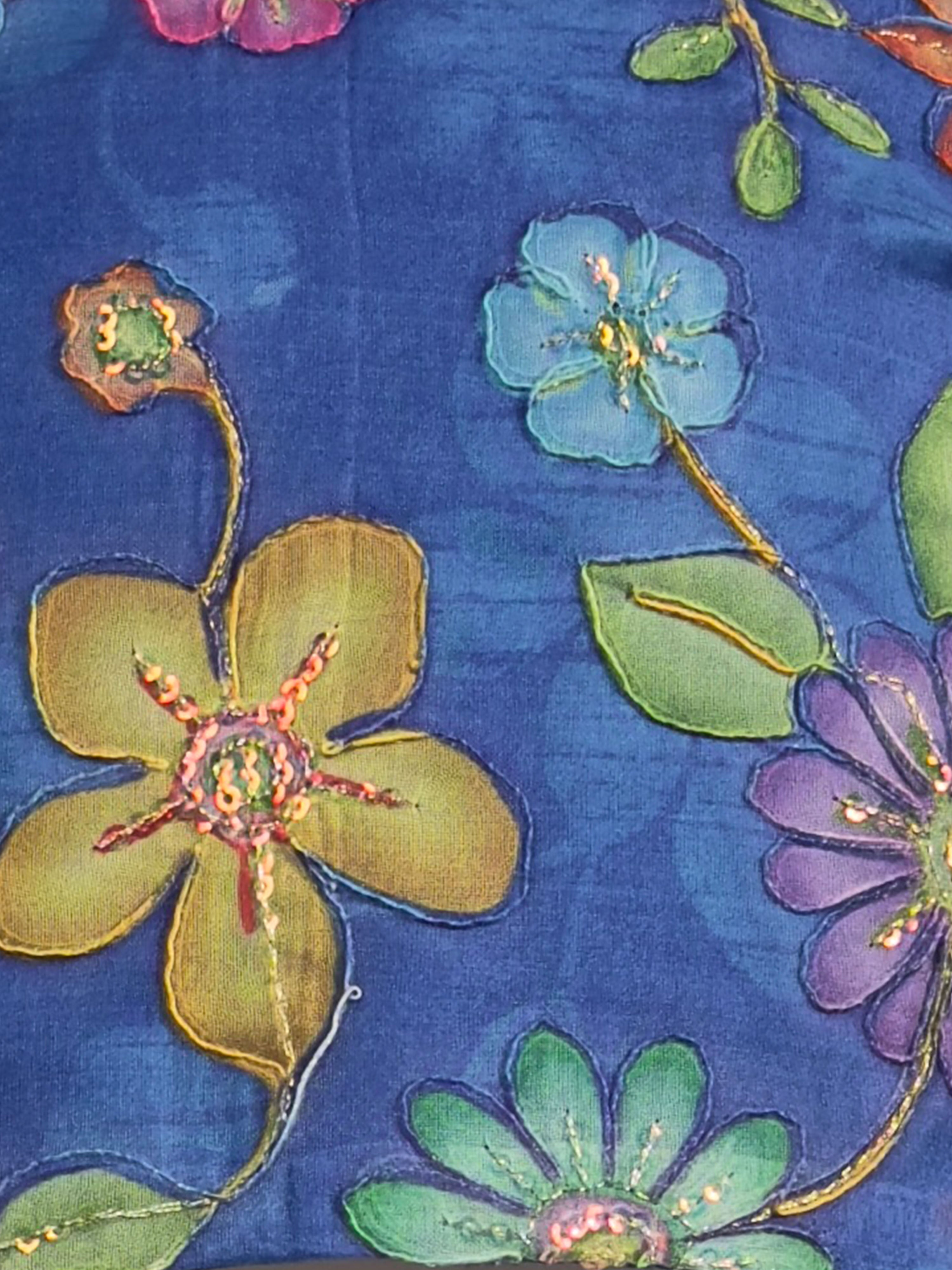 Vastramay Kids Blue Organza Lehenga Set