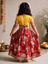 Girls Red Cambric Cotton Floral Print Cropped Length Lehenga Choli